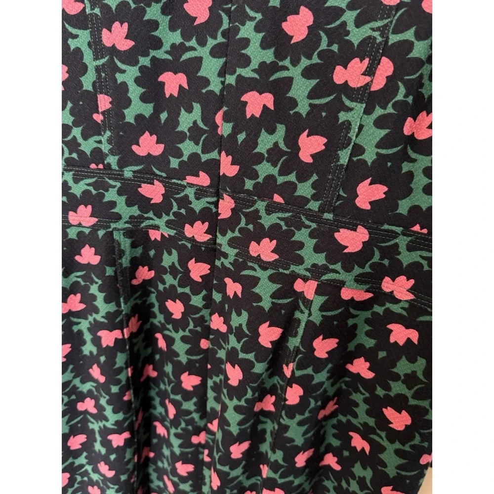 Boden Louise Textured Forest Bloom Midi‎ Sheath Dress Pockets Size 10 Green Pink - Picture 8 of 13